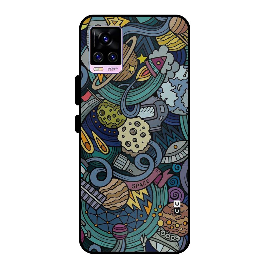 Space Pattern Blue Metal Back Case for Vivo V20 Pro