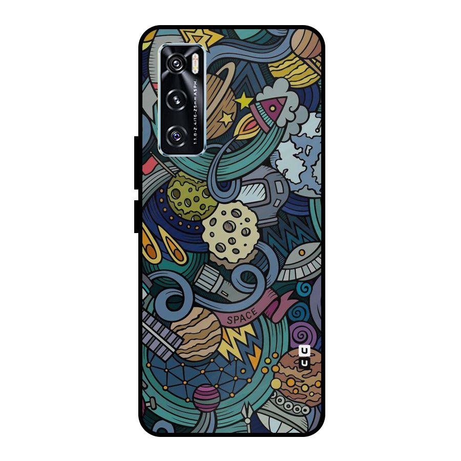Space Pattern Blue Metal Back Case for Vivo V20 SE