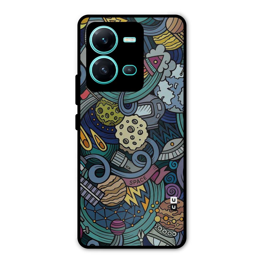 Space Pattern Blue Metal Back Case for Vivo V25