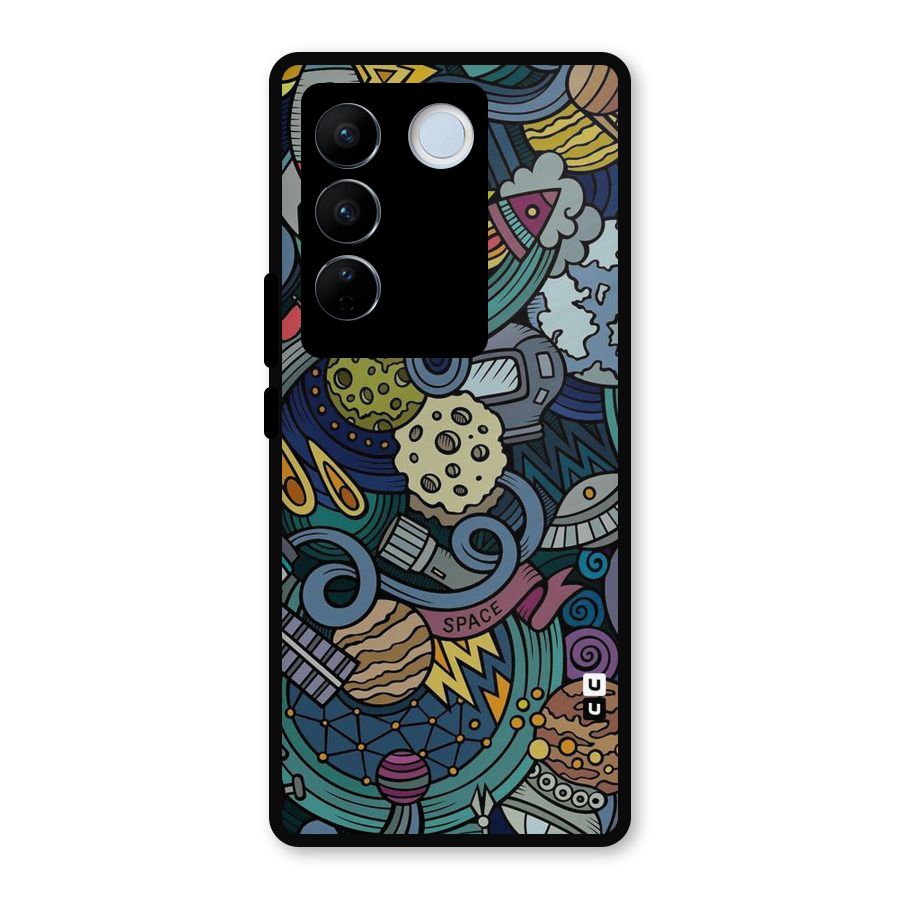 Space Pattern Blue Metal Back Case for Vivo V27