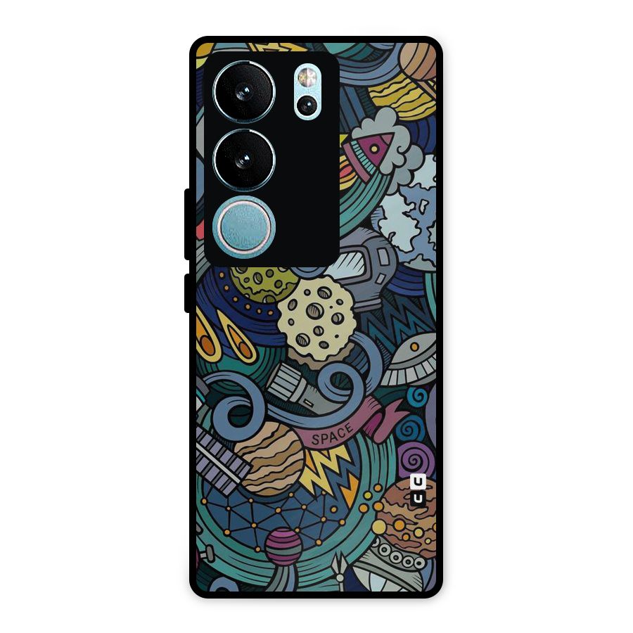 Space Pattern Blue Metal Back Case for Vivo V29