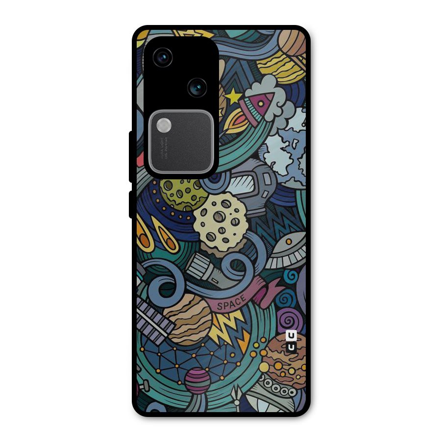 Space Pattern Blue Metal Back Case for Vivo V30