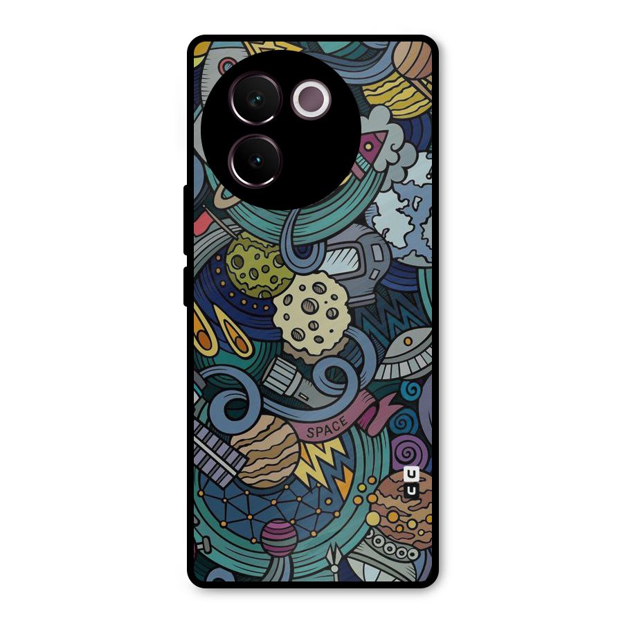 Space Pattern Blue Metal Back Case for Vivo V30e
