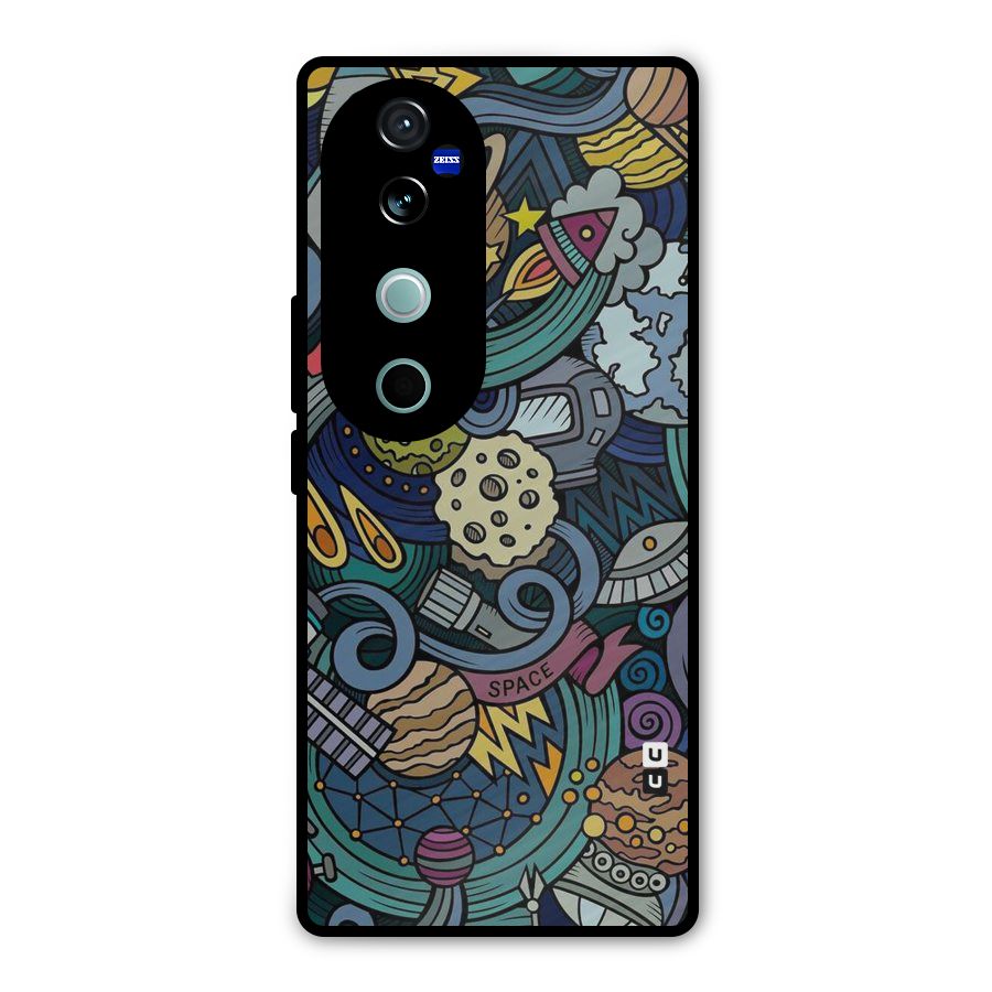 Space Pattern Blue Metal Back Case for Vivo V40