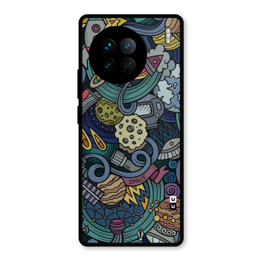Space Pattern Blue Metal Back Case for Vivo X90