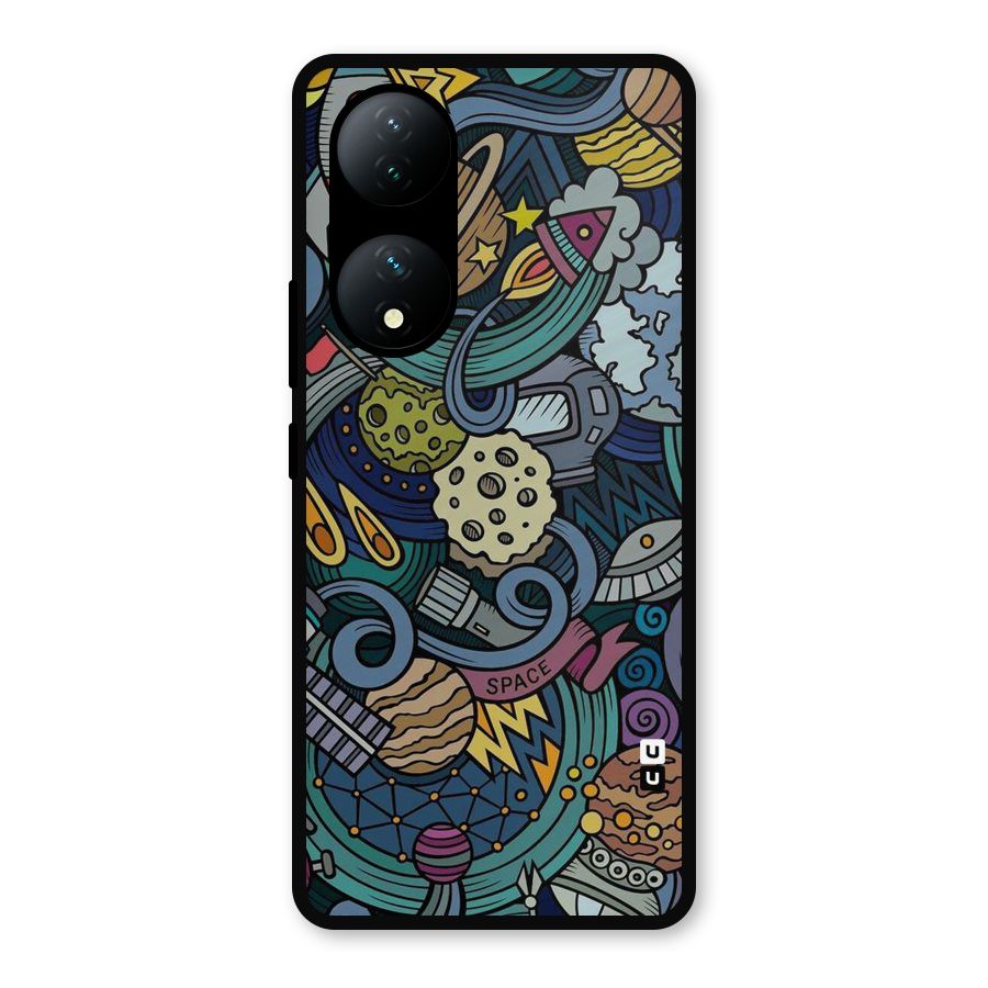Space Pattern Blue Metal Back Case for Vivo Y100