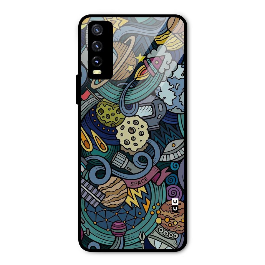 Space Pattern Blue Metal Back Case for Vivo Y20 2021