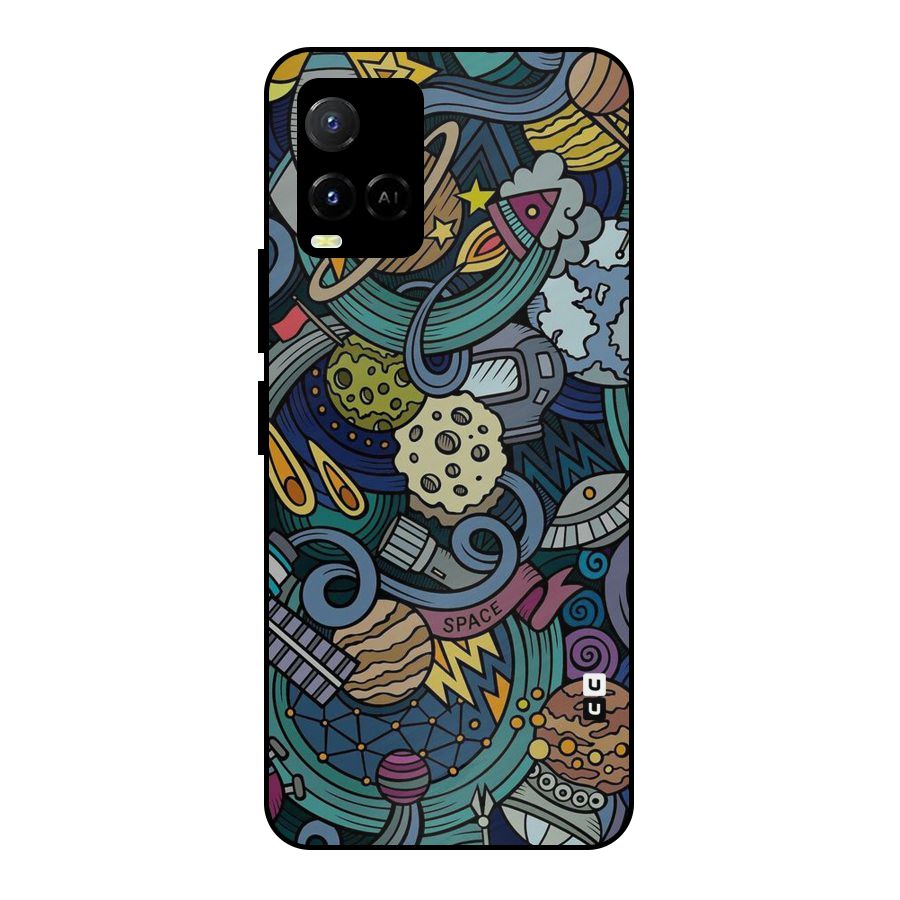Space Pattern Blue Metal Back Case for Vivo Y21