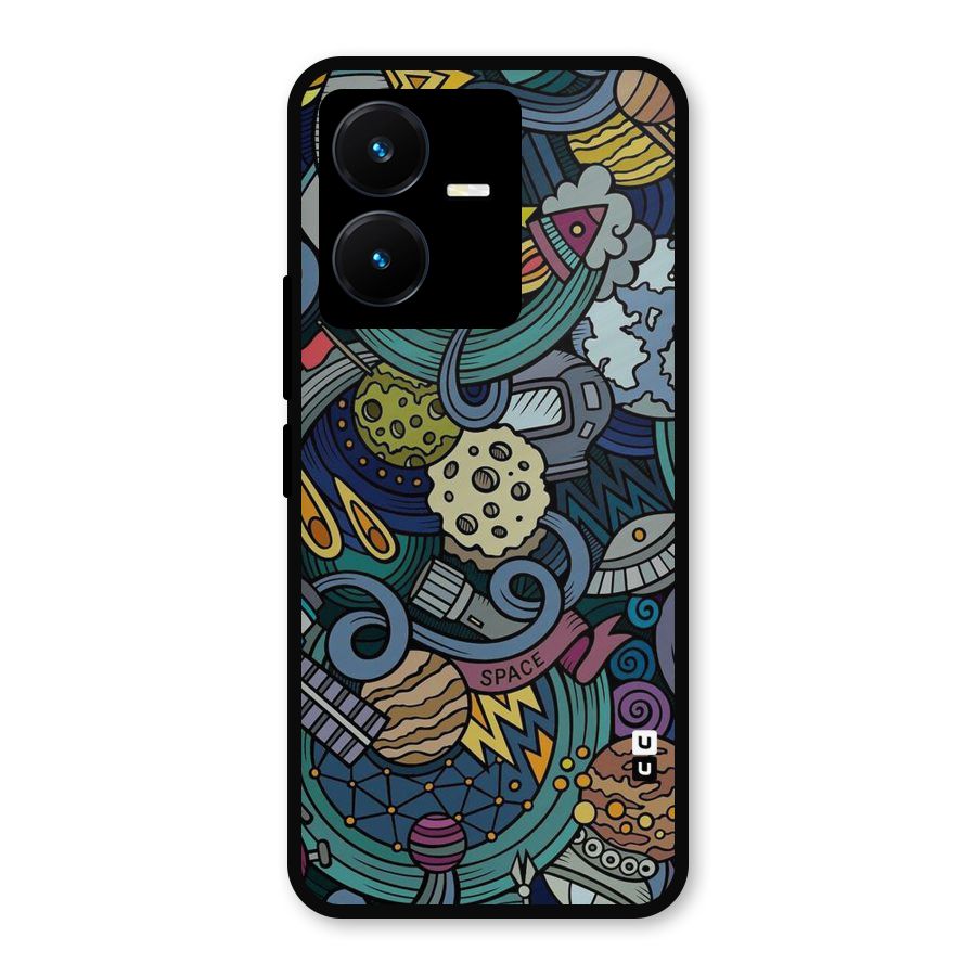 Space Pattern Blue Metal Back Case for Vivo Y22