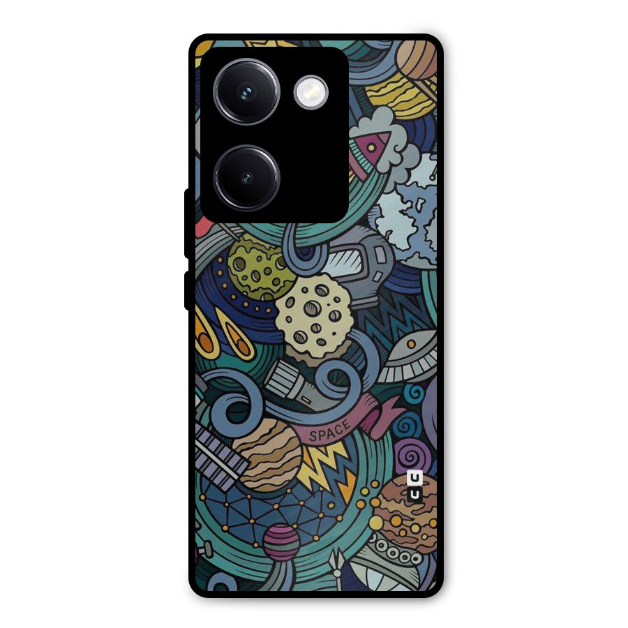 Space Pattern Blue Metal Back Case for Vivo Y300 Plus