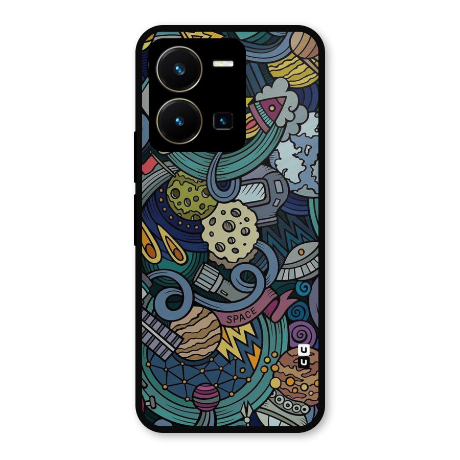 Space Pattern Blue Metal Back Case for Vivo Y35