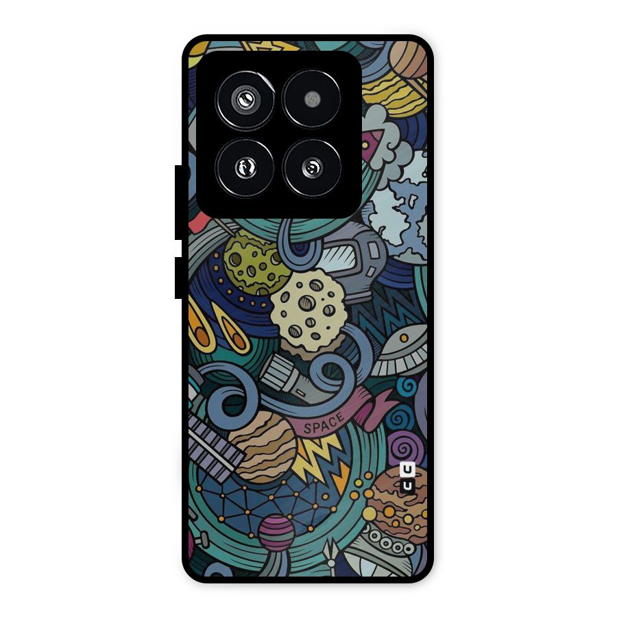 Space Pattern Blue Metal Back Case for Xiaomi 14 Pro