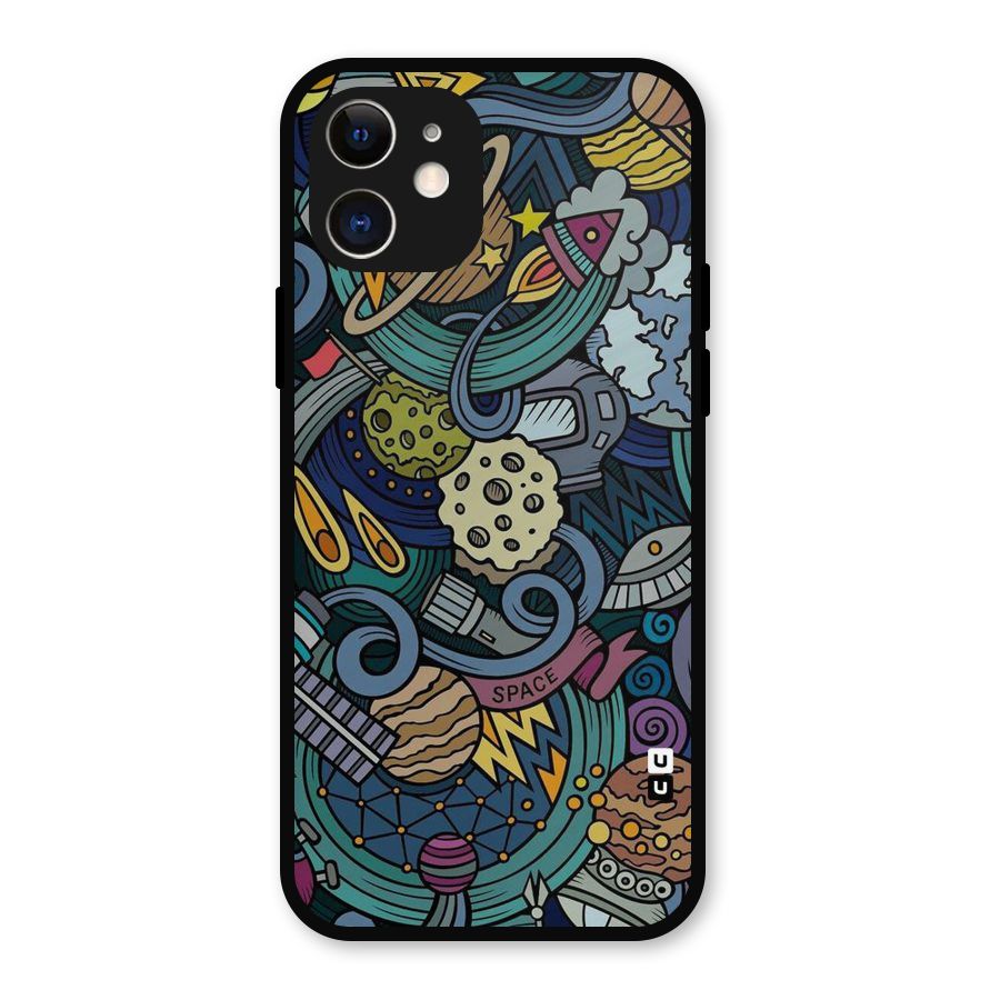 Space Pattern Blue Metal Back Case for iPhone 12