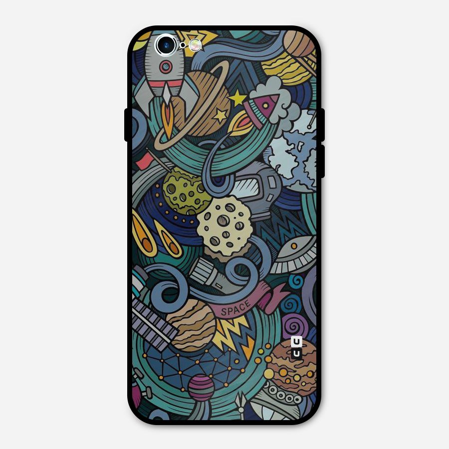 Space Pattern Blue Metal Back Case for iPhone 6 6s