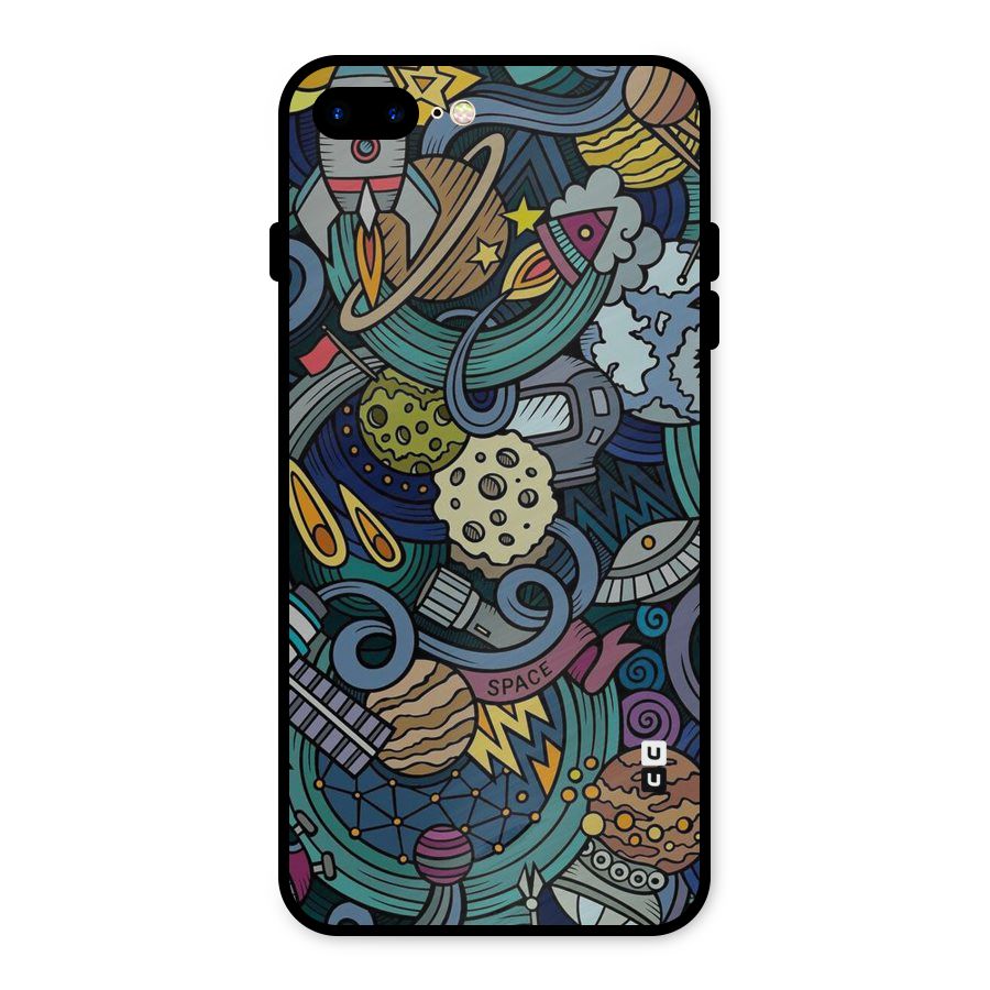 Space Pattern Blue Metal Back Case for iPhone 8 Plus