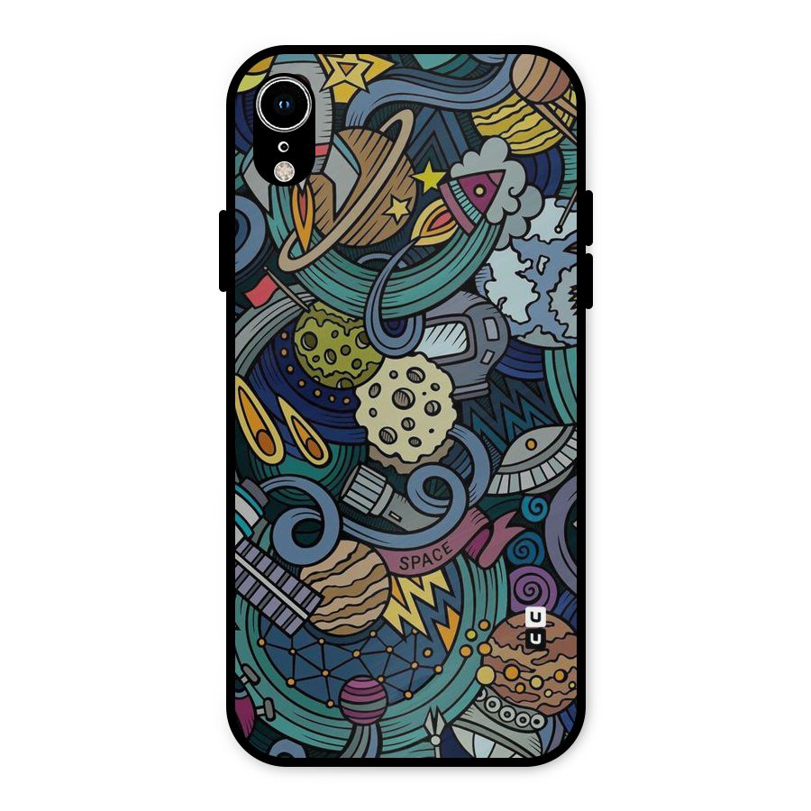 Space Pattern Blue Metal Back Case for iPhone XR