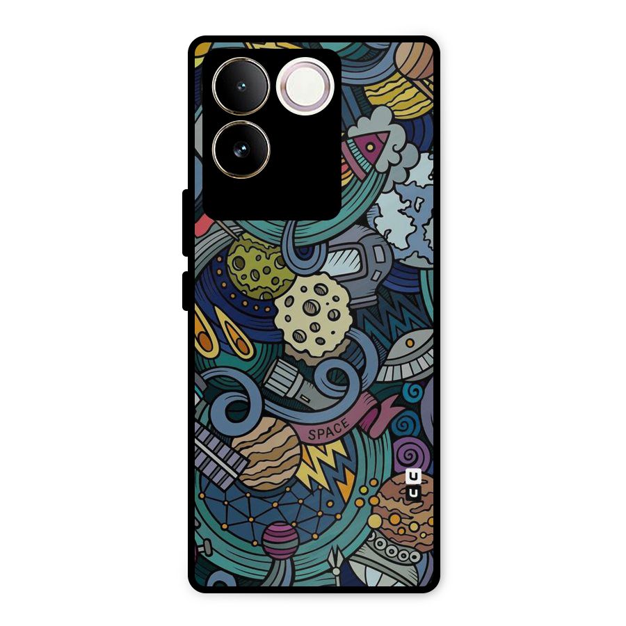 Space Pattern Blue Metal Back Case for iQOO Z7 Pro