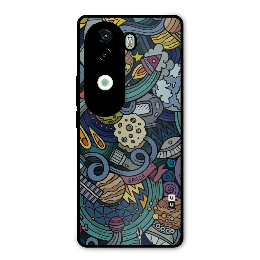 Space Pattern Blue Metal Back Case for iQOO Z9s