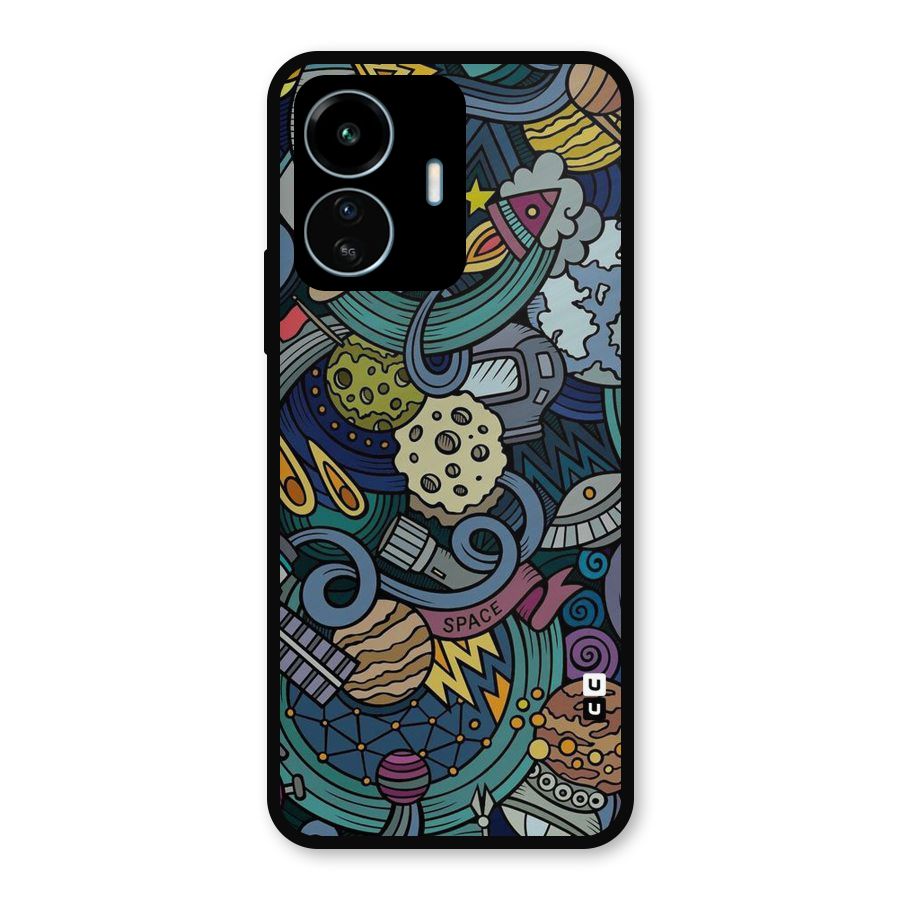 Space Pattern Blue Metal Back Case for vivo iQOO Z6 Lite 5G