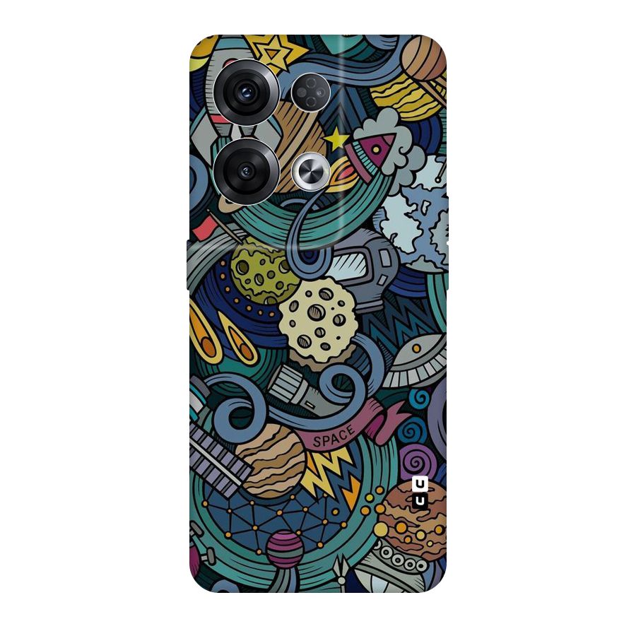Space Pattern Blue Original Polycarbonate Back Case for Oppo Reno8 Pro 5G
