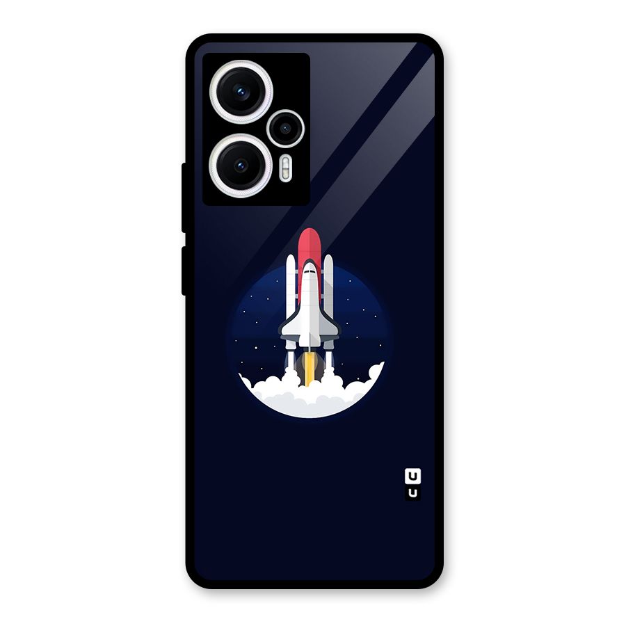 Space Rocket Minimal Glass Back Case for Poco F5