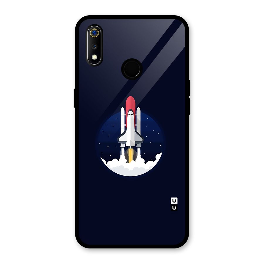 Space Rocket Minimal Glass Back Case for Realme 3i