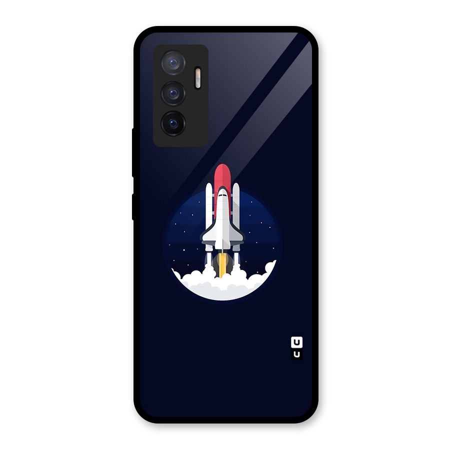 Space Rocket Minimal Glass Back Case for Vivo V23e