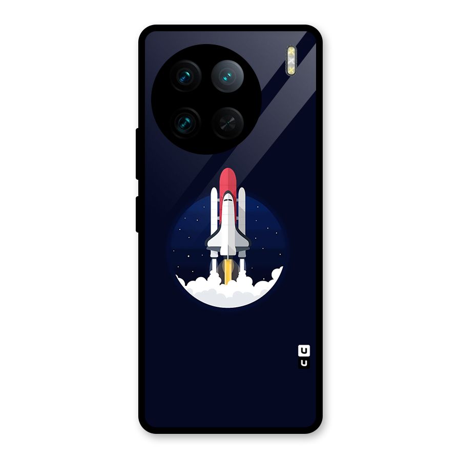 Space Rocket Minimal Glass Back Case for Vivo X90 Pro
