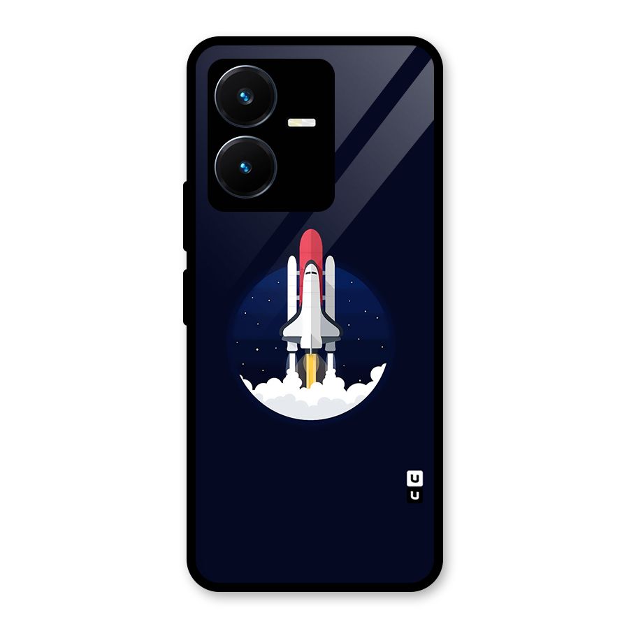 Space Rocket Minimal Glass Back Case for Vivo Y22s