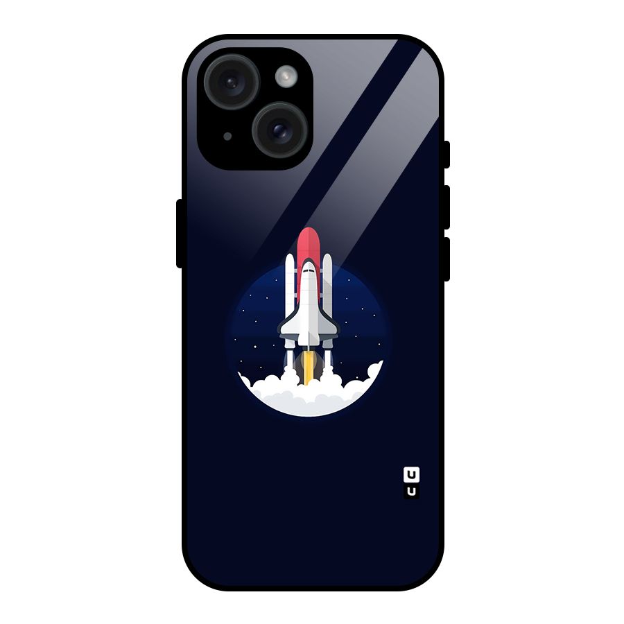 Space Rocket Minimal Glass Back Case for iPhone 15