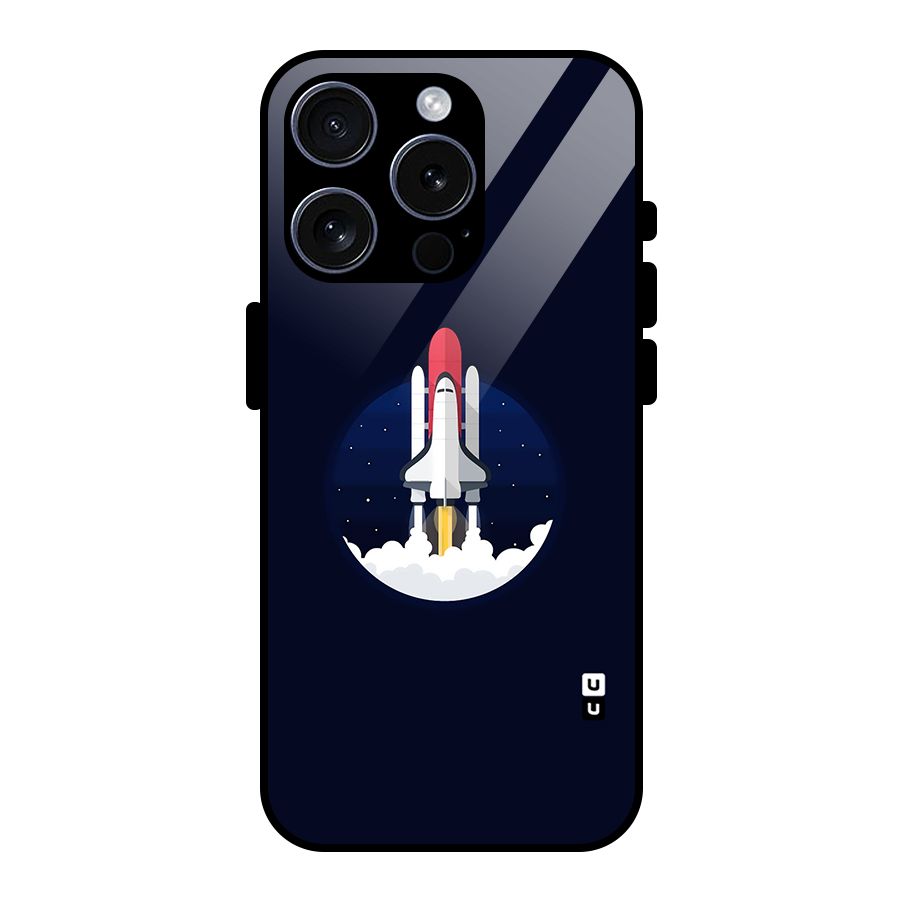 Space Rocket Minimal Glass Back Case for iPhone 15 Pro