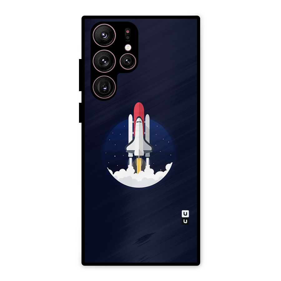 Space Rocket Minimal Metal Back Case for Galaxy S22 Ultra 5G