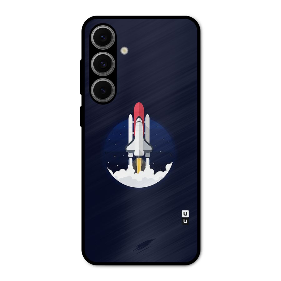 Space Rocket Minimal Metal Back Case for Galaxy S24 FE
