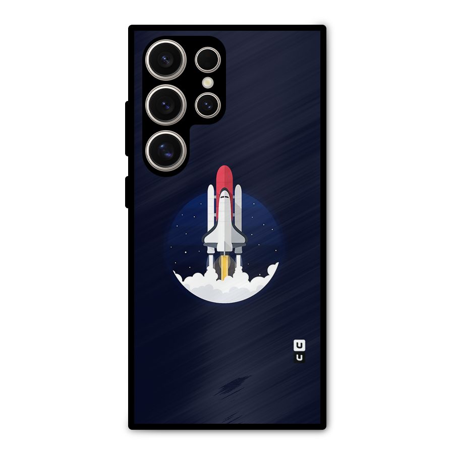 Space Rocket Minimal Metal Back Case for Galaxy S24 Ultra