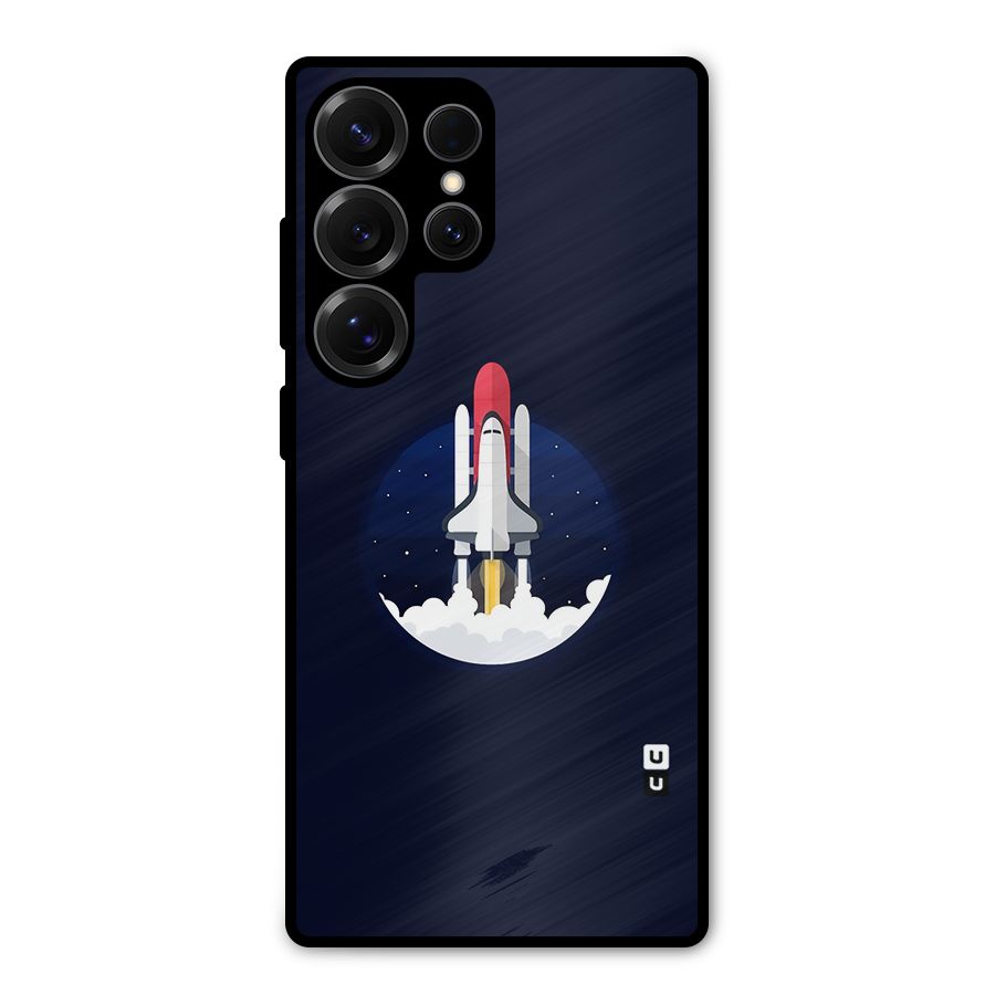 Space Rocket Minimal Metal Back Case for Galaxy S25 Ultra