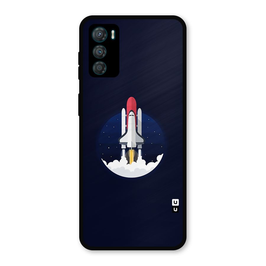 Space Rocket Minimal Metal Back Case for Moto G42