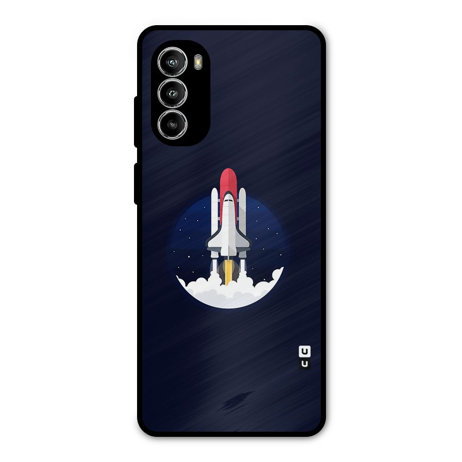 Space Rocket Minimal Metal Back Case for Moto G52