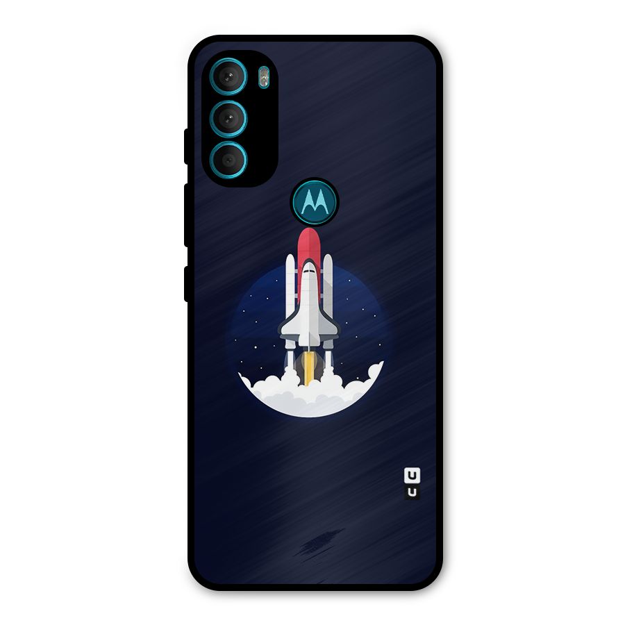 Space Rocket Minimal Metal Back Case for Moto G71 5G