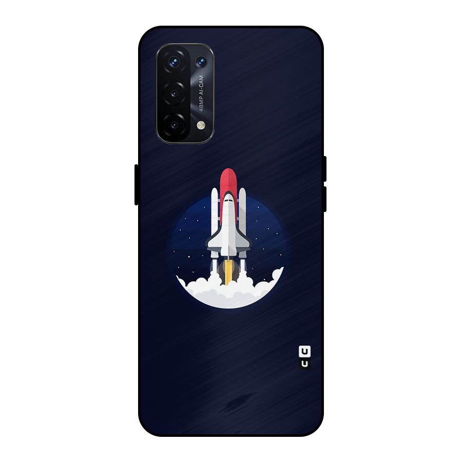 Space Rocket Minimal Metal Back Case for Oppo A74 5G
