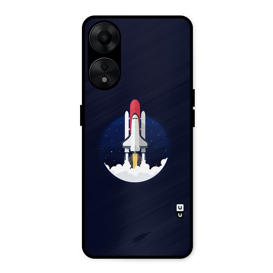 Space Rocket Minimal Metal Back Case for Oppo A78 5G