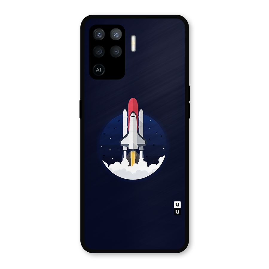 Space Rocket Minimal Metal Back Case for Oppo F19 Pro