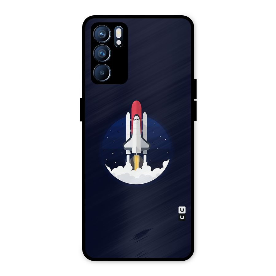 Space Rocket Minimal Metal Back Case for Oppo Reno6 5G
