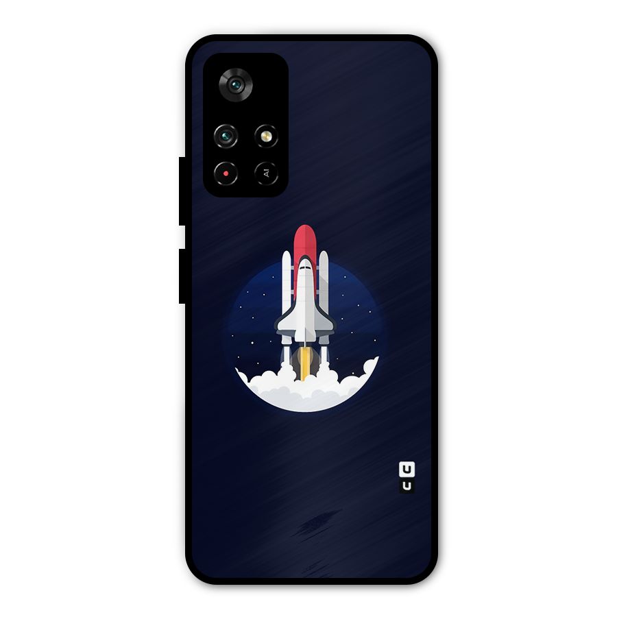 Space Rocket Minimal Metal Back Case for Poco M4 Pro 5G