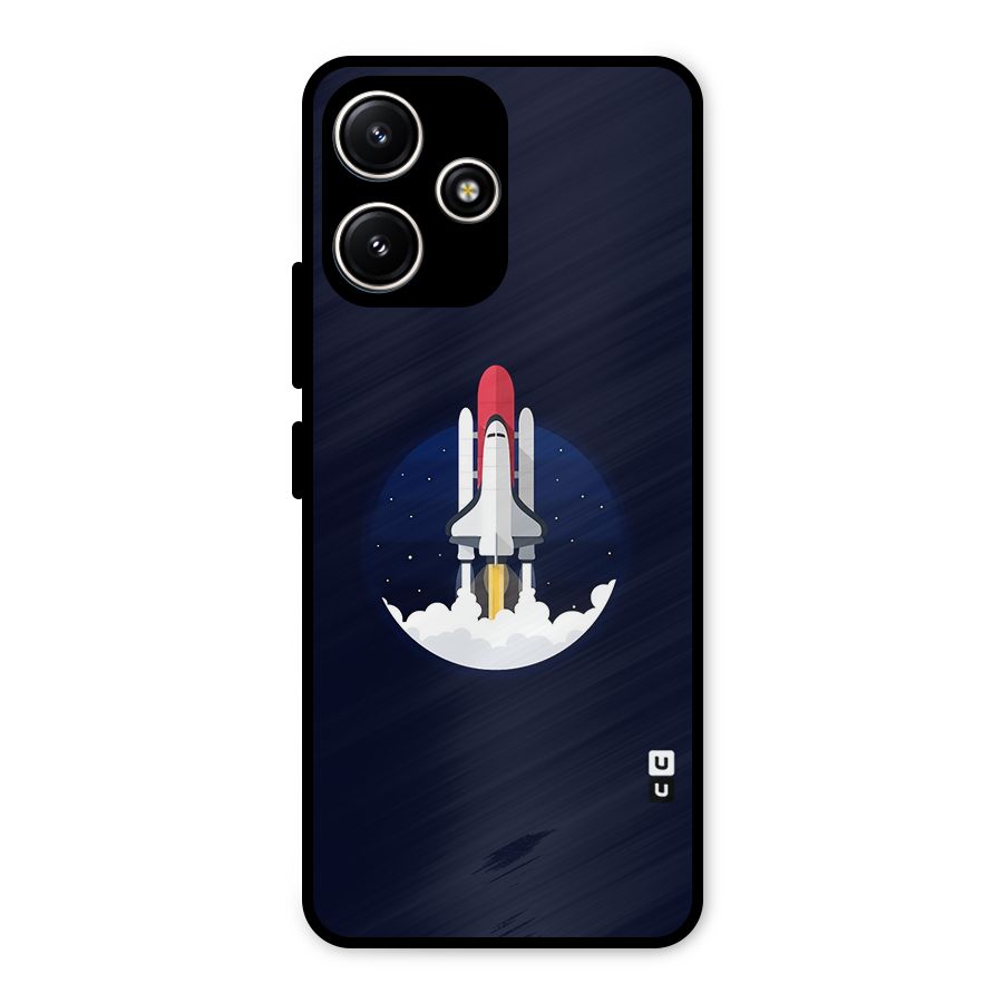 Space Rocket Minimal Metal Back Case for Poco M6 Pro