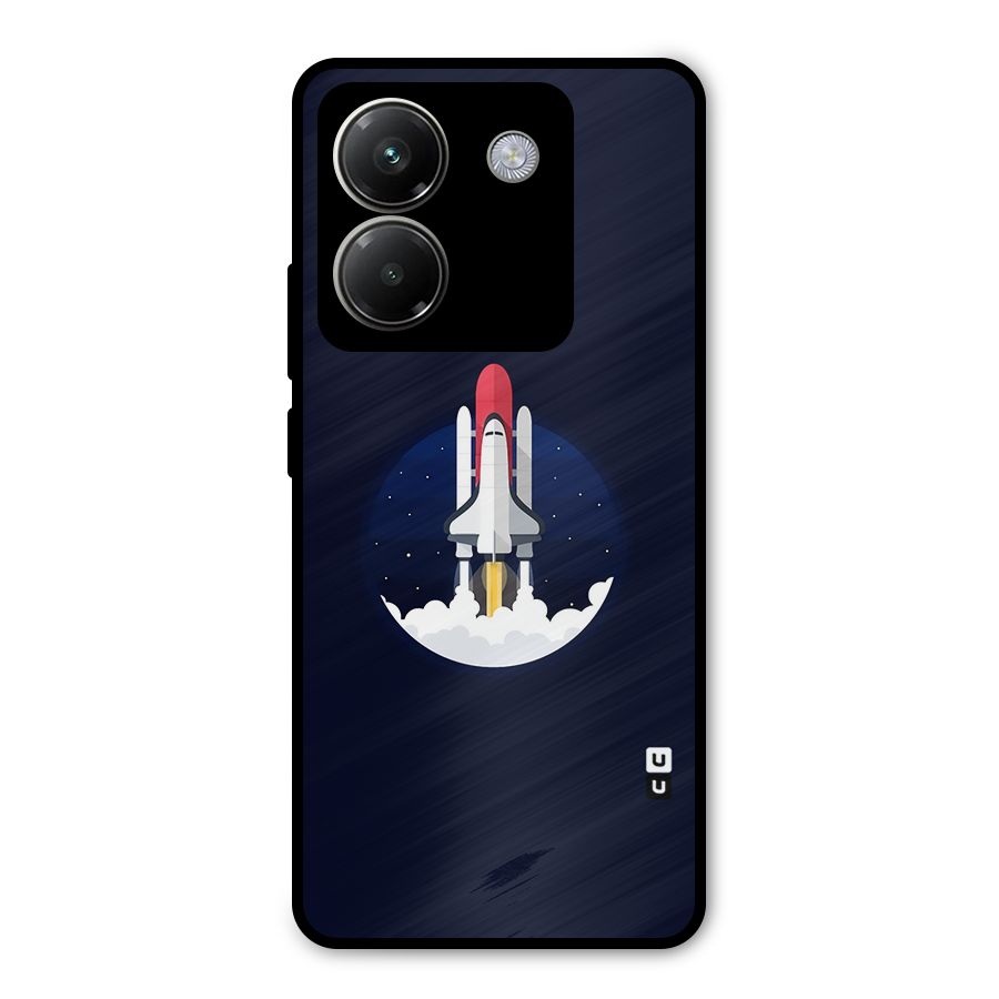 Space Rocket Minimal Metal Back Case for Poco M7 Pro 5G