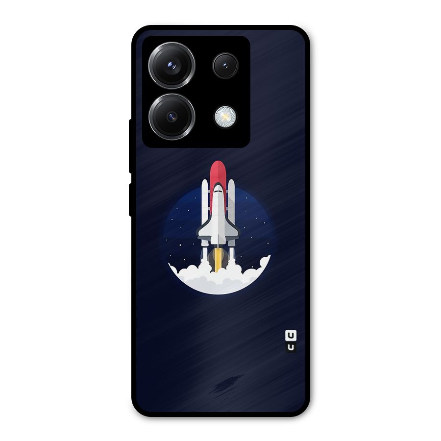 Space Rocket Minimal Metal Back Case for Poco X6
