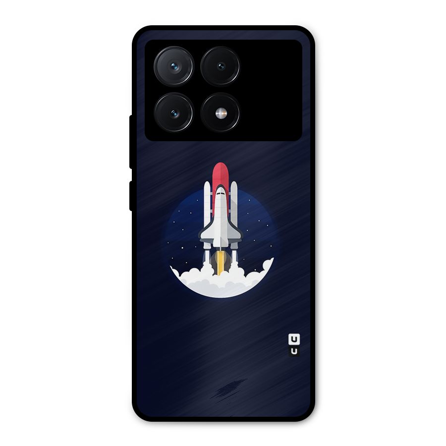 Space Rocket Minimal Metal Back Case for Poco X6 Pro
