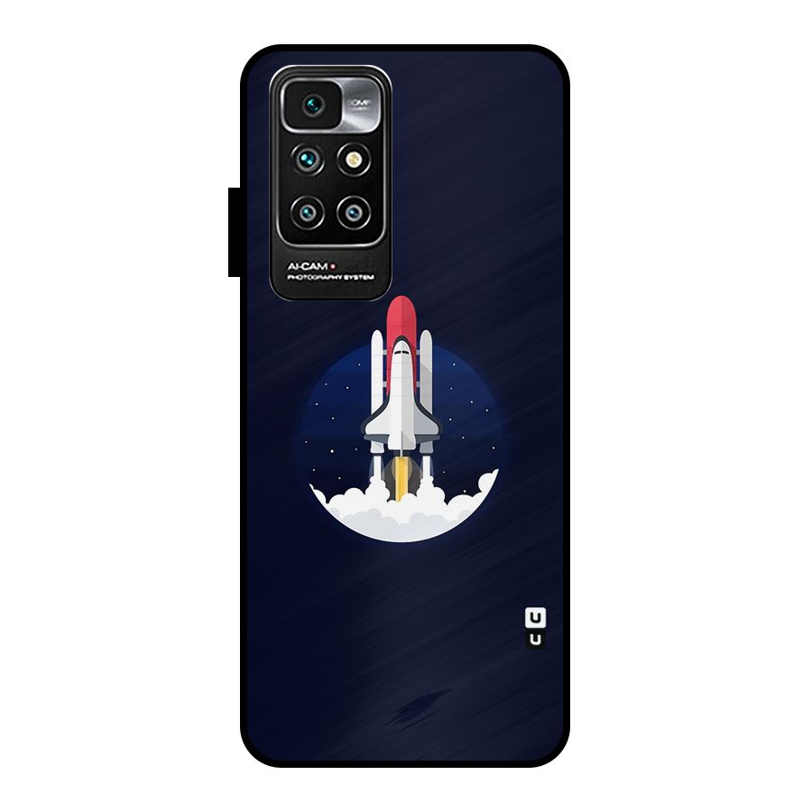 Space Rocket Minimal Metal Back Case for Redmi 10 Prime