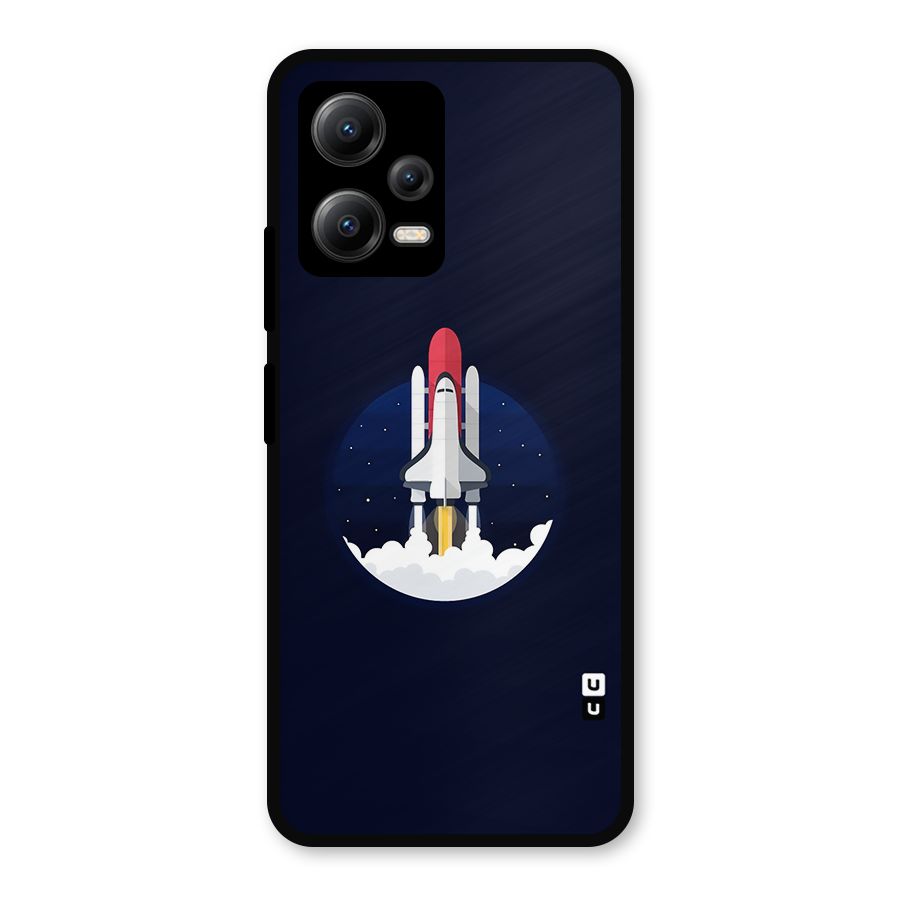 Space Rocket Minimal Metal Back Case for Redmi Note 12 5G