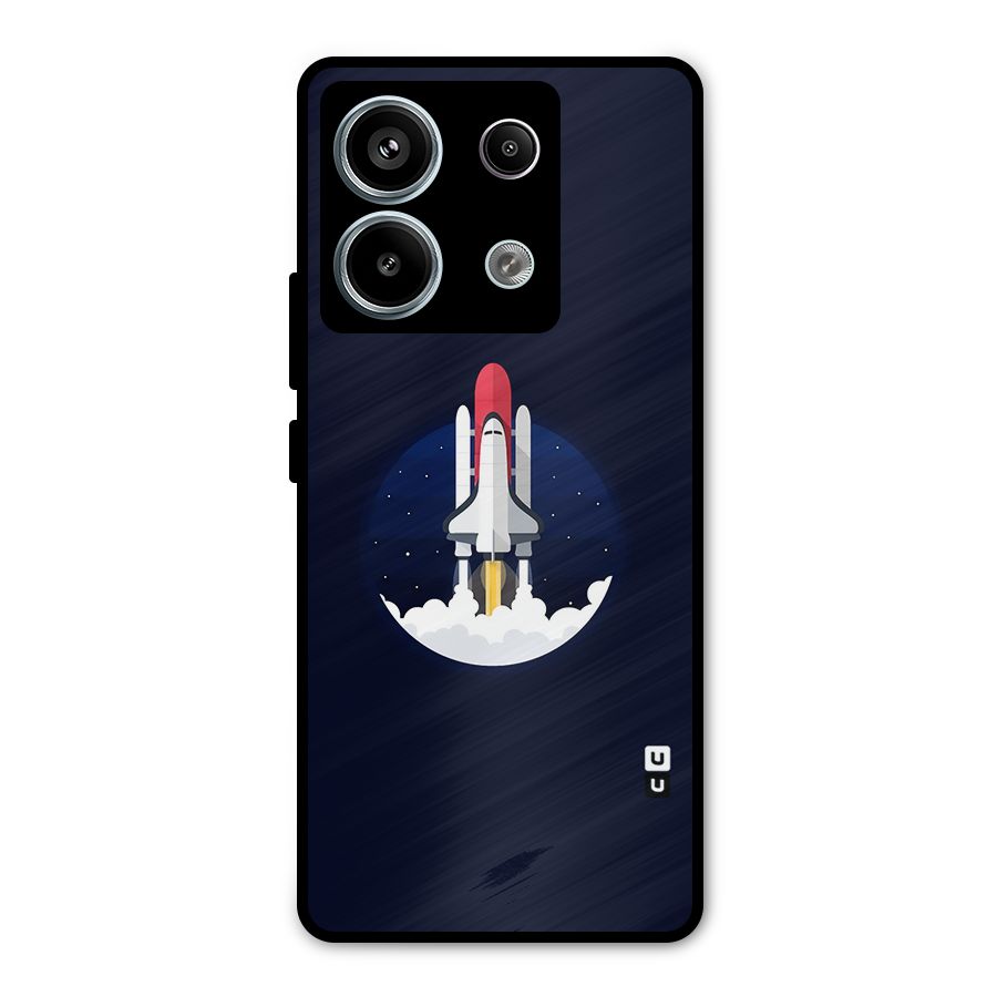 Space Rocket Minimal Metal Back Case for Redmi Note 13 Pro 5G